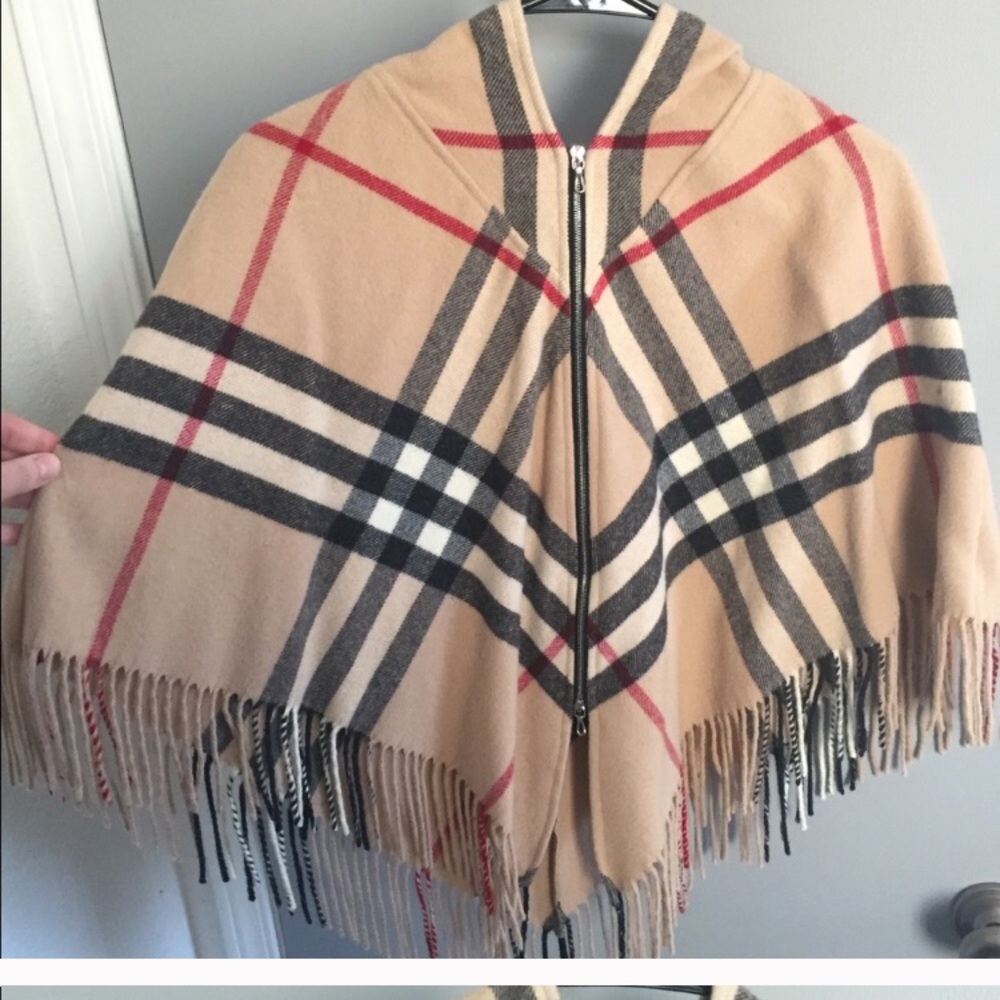 Authentic Burberry zip hooded poncho